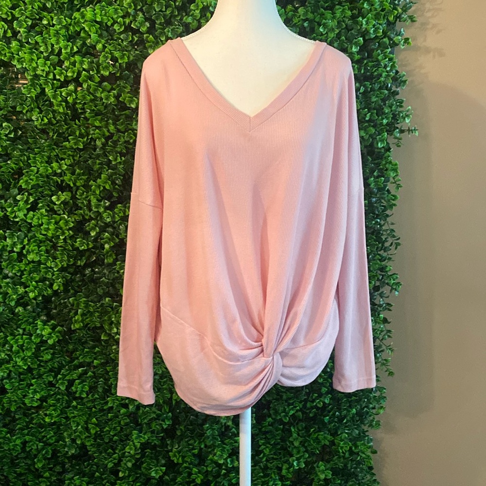 Knot Front Waffle Knit Top